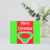 CARTE POSTALE MERRY NOËL ROUGE VERT TEXTÉ (Debout devant)