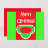 CARTE POSTALE MERRY NOËL ROUGE VERT TEXTÉ (Devant / Derrière)