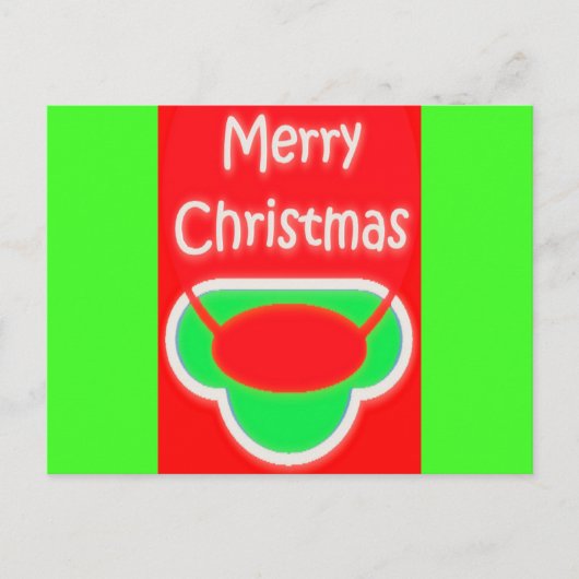CARTE POSTALE MERRY NOËL ROUGE VERT TEXTÉ (Devant)