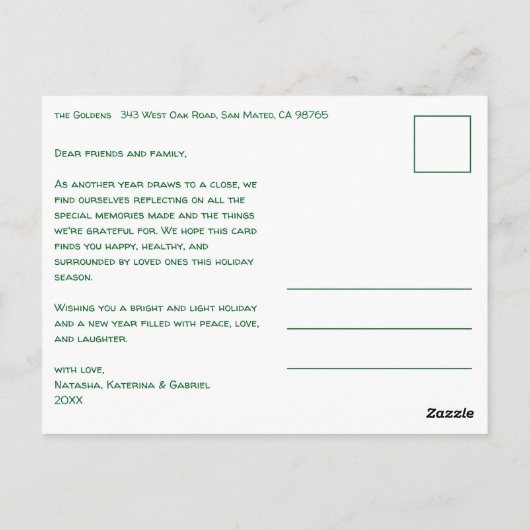 Carte Postale MERRY NOËL Simple Dove CUSTOM 2 PHOTO Holiday (Dos)