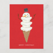 Carte Postale MERRY NOËL Snowman Ice Cream Cône (Devant)
