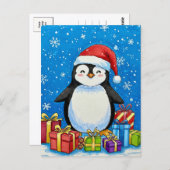 Carte Postale Merry Penguin Christmas Postcard (Devant / Derrière)