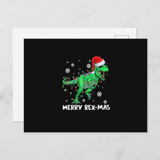 Carte Postale Merry Rexmas Funny Santa Dinosaur (Devant / Derrière)
