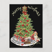 Carte Postale Merry Woofmas Chien Design - Beagle (Devant)