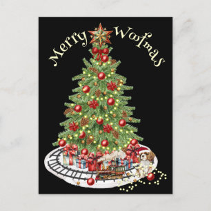 Carte Postale Merry Woofmas Chien Design - King Charles Spaniel