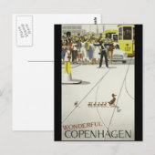 Carte Postale Merveilleuse affiche de voyage vintage Copenhague  (Devant / Derrière)