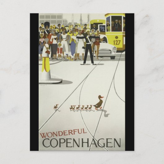 Carte Postale Merveilleuse affiche de voyage vintage Copenhague  (Devant)