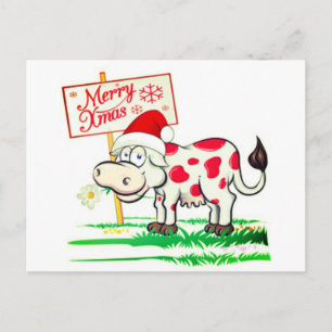 Carte Postale Merveilleuse vache de Noël