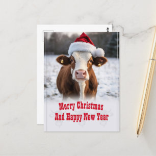 Carte Postale Merveilleuse vache de Noël