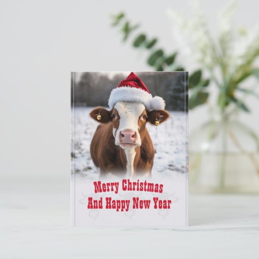 Carte Postale Merveilleuse vache de Noël (Debout devant)