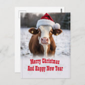 Carte Postale Merveilleuse vache de Noël (Devant / Derrière)