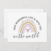 Carte Postale MERVEILLEUSE VIE positive affirmation arc-en-ciel (Devant / Derrière)