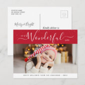 Carte Postale merveilleuse vie rouge & blanc lettrage noël (Devant / Derrière)