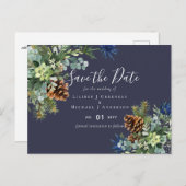 Carte Postale Merveilleux Paysage de Mariage d'Hiver Bleu Chardo (Devant / Derrière)