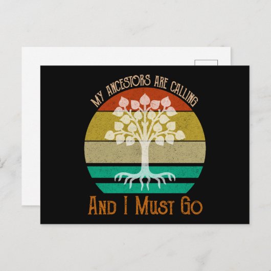 Carte Postale Mes Ancêtres Appelent Et Je Dois Partir En Généalo (Devant / Derrière)