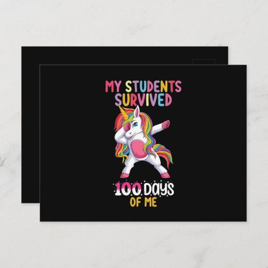 Carte Postale Mes élèves ont survécu 100 jours de moi Enseignant (Devant / Derrière)