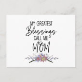 Carte Postale Mes Plus Grandes Bénédictions Appelez-Moi Maman (Devant)