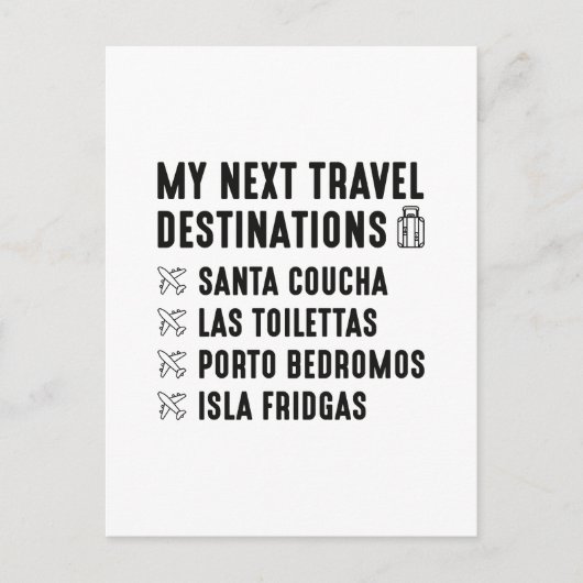 Carte Postale Mes prochaines destinations de voyage (Devant)