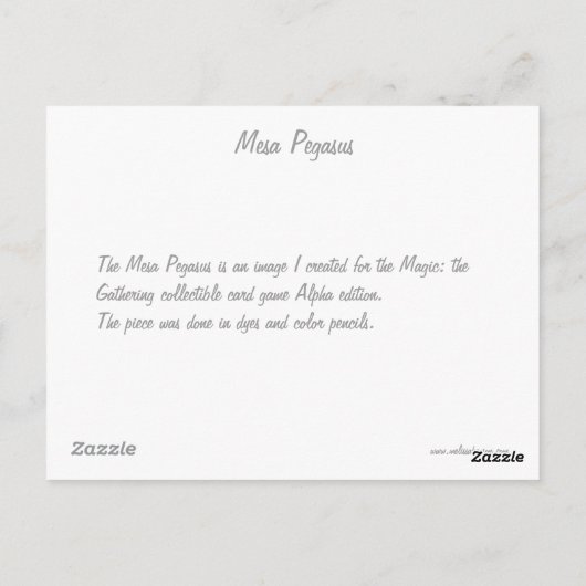 Carte Postale Mesa Pegasus (Dos)