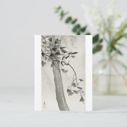 Carte Postale Mésange à longue queue dans la tempête - Ohara Kos (Debout devant)