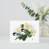 Carte Postale Mésanges et Fleur de Cornouiller (Debout devant)