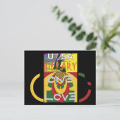 Carte Postale Message d'amour dans les couleurs de Rasta Imprime (Debout devant)