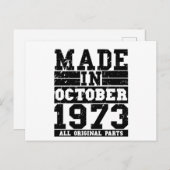 Carte Postale Message d'anniversaire octobre 1973 Vintage (Devant / Derrière)