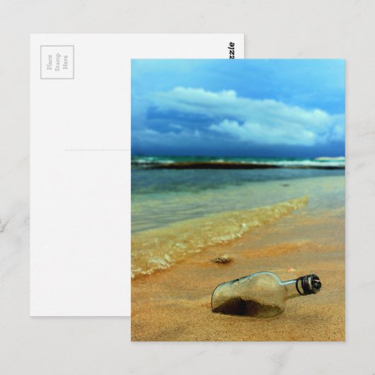 Carte Postale Message Dans Une Bouteille (Devant / Derrière)