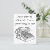 Carte Postale Message de machine à écrire ancienne aux élus (Debout devant)