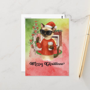 Carte Postale Message d'envoi de chats de Siamese Joyeux Noël