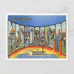 Carte Postale Message du Mississippi aux États-Unis