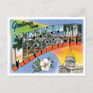Carte Postale Message du Mississippi aux États-Unis