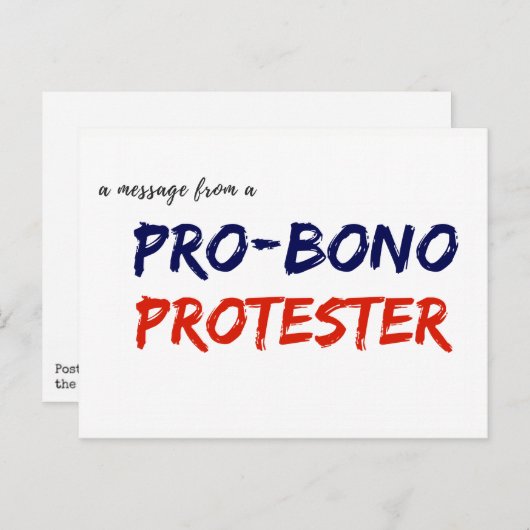 Carte Postale Message from a pro-bono protester (Devant / Derrière)