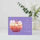 Carte Postale Message Merci avec fleurs et coucher de soleil (Debout devant)