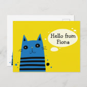 Carte Postale Message personnalisé de chat de dessin mignon (Devant / Derrière)