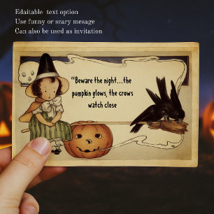 Carte Postale Message personnalisé Halloween sorcière Vintage so