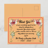 Carte Postale Message Simple de Remerciement pour les Condoléanc (Devant / Derrière)