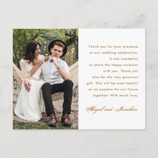 Carte Postale Message simple Mariage photo Merci (Devant)