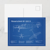 Carte Postale Messerschmitt Bf 109 - Plan d'avion AD (Devant / Derrière)