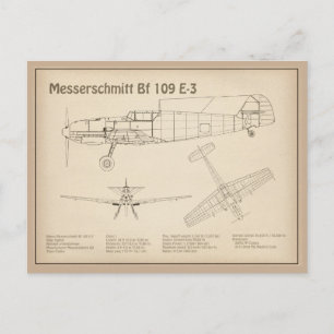 Carte Postale Messerschmitt Bf 109 - Plan directeur de l'avion S