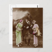 Carte Postale Messieurs, Mesdames et Cheval (Devant / Derrière)