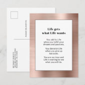Carte Postale Métal brossé Motivational Rose Gold (Devant / Derrière)