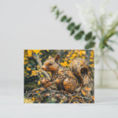 Carte Postale Metal Squirrel on Branch in autumn (Debout devant)