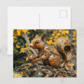 Carte Postale Metal Squirrel on Branch in autumn (Devant / Derrière)