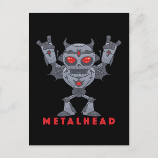 Carte Postale Metalhead - Lourd Diable Robot Métal - Avec Texte (Devant)