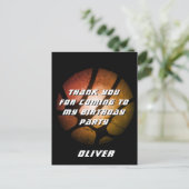 Carte Postale Metallo Orange Basketball Ball Anniversaire Merci (Debout devant)