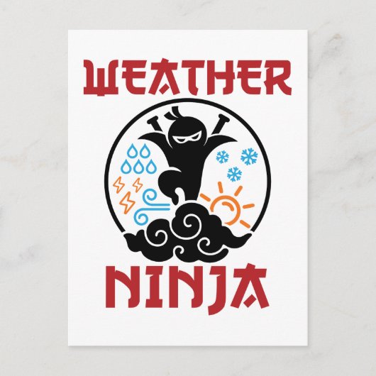 Carte Postale Météo Météorologue Ninja Météorologie Météorologue (Devant)