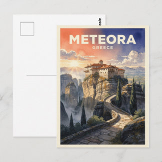 Carte Postale Meteora Grèce Voyage Rétro