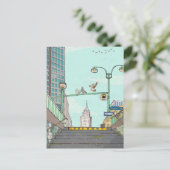 Carte Postale Métro Arrêt Manhattan NYC Illustration Whimsical (Debout devant)