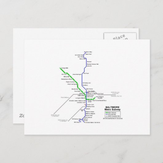 Carte Postale métro Baltimore (Devant / Derrière)